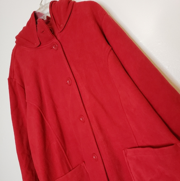 NEW Woman Within Hooded ALine Fleece Coat Red - Picture 10 of 14